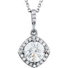 14K White 1 CTW Diamond Halo-Style 18" Necklace - Siddiqui Jewelers