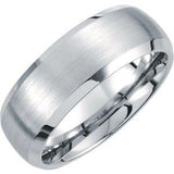 White Tungsten 8 mm Beveled-Edge Band with Satin Finish Size 8 - Siddiqui Jewelers