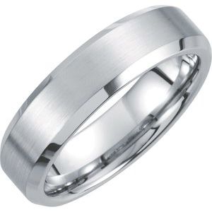 White Tungsten 6 mm Satin & Polished Beveled-Edge Band Size 10-Siddiqui Jewelers