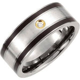 Titanium, Sterling Silver & 14K Yellow Gold-Plated .06 CTW Diamond 9 mm Band Size 10.5 - Siddiqui Jewelers