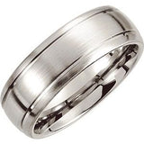 Cobalt 8 mm Slightly Domed Round Edge Band with Satin Finish & Grooves Size 10 - Siddiqui Jewelers