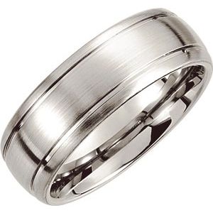 Cobalt 8 mm Slightly Domed Round Edge Band with Satin Finish & Grooves Size 12 - Siddiqui Jewelers