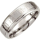 Cobalt 7 mm Grooved Edge & Hammered Band Size 8.5 - Siddiqui Jewelers