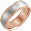 14K Rose/White 7 mm Flat Edge Band with Matte Finish Size 11 - Siddiqui Jewelers
