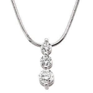 14K White 1 CTW Diamond Three-Stone 18" Necklace - Siddiqui Jewelers