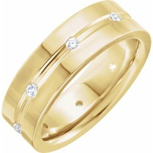 14K Yellow 1/6 CTW Diamond Grooved Band Size 10 - Siddiqui Jewelers