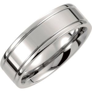 Titanium 7 mm Grooved Band Size 9 - Siddiqui Jewelers