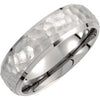 Titanium 7 mm Hammered Finish Beveled-Edge Band  Size 8.5-Siddiqui Jewelers