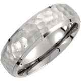 Titanium 7 mm Hammered Finish Beveled-Edge Band  Size 11.5-Siddiqui Jewelers