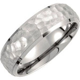 Titanium 7 mm Hammered Finish Beveled-Edge Band  Size 10-Siddiqui Jewelers