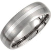 Titanium & Sterling Silver Inlay 7 mm Satin Finish Domed Band Size 8.5 - Siddiqui Jewelers