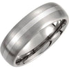 Titanium & Sterling Silver Inlay 7 mm Satin Finish Domed Band Size 8 - Siddiqui Jewelers