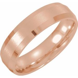 14K Rose 5 mm Beveled-Edge Band with Satin Finish Size 10 - Siddiqui Jewelers