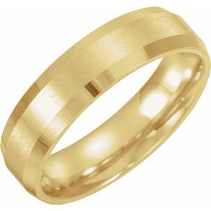 14K Yellow 6 mm Beveled-Edge Band with Satin Finish Size 7.5 - Siddiqui Jewelers