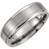 Titanium 7 mm Satin Finish Center & Polished Milgrain Band Size 12 - Siddiqui Jewelers