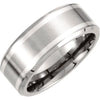 Titanium & Sterling Silver Inlay 9 mm Beveled-Edge Band Size 8 - Siddiqui Jewelers