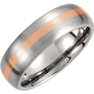 Titanium & 14K Rose Inlay 7 mm Satin Finish Band Size 10 - Siddiqui Jewelers