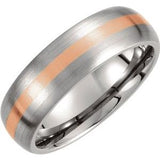 Titanium & 14K Rose Inlay 7 mm Satin Finish Band Size 8 - Siddiqui Jewelers