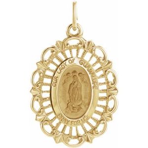 14K Yellow 21.5x15 mm Oval Our Lady of Guadalupe Medal - Siddiqui Jewelers