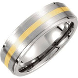 Titanium & 14K Yellow Inlay 7 mm Ridged & Satin Finished Band Size 9.5 - Siddiqui Jewelers