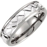 Titanium & Sterling Silver Inlay 7 mm Woven Band Size 13 - Siddiqui Jewelers