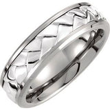 Titanium & Sterling Silver Inlay 7 mm Woven Band Size 9.5 - Siddiqui Jewelers