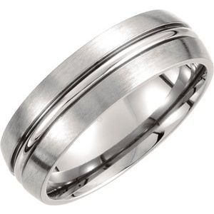 Titanium 7 mm Grooved & Satin Finished Band Size 11 - Siddiqui Jewelers