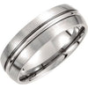 Titanium 7 mm Grooved & Satin Finished Band Size 12 - Siddiqui Jewelers