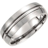 Titanium 7 mm Grooved & Satin Finished Band Size 8 - Siddiqui Jewelers