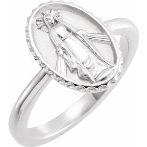Sterling Silver Miraculous Medal Ring - Siddiqui Jewelers