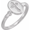 14K White 11.5x8.8 mm Oval Cross Signet Ring - Siddiqui Jewelers