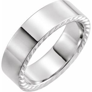 14K White 7 mm Rope Pattern Band Size 11 - Siddiqui Jewelers