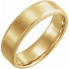 14K Yellow 6 mm Flat Knurled Edge Band with Satin Finish Size 8.5 - Siddiqui Jewelers