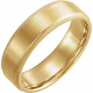 14K Yellow 6 mm Flat Knurled Edge Band with Satin Finish Size 11 - Siddiqui Jewelers