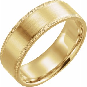 10K Yellow 7 mm Flat Knurled Edge Band with Satin Finish Size 10 - Siddiqui Jewelers