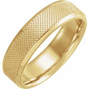 14K Yellow 6 mm  Knurled Beveled-Edge Band Size 9 - Siddiqui Jewelers