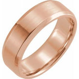 14K Rose 7 mm Beveled-Edge Band with Satin Finish Size 9 - Siddiqui Jewelers