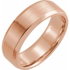 14K Rose 7 mm Beveled-Edge Band with Satin Finish Size 10 - Siddiqui Jewelers