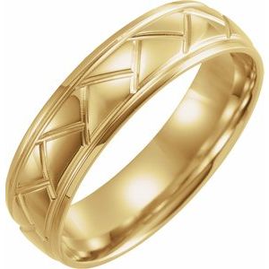 14K Yellow 6 mm Tread Pattern Band Size 10 - Siddiqui Jewelers
