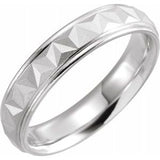 14K White 5 mm Geometric Band with Matte/Polished Finish Size 11 - Siddiqui Jewelers