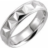Platinum 6 mm Geometric Band with Polished Finish Size 10 - Siddiqui Jewelers