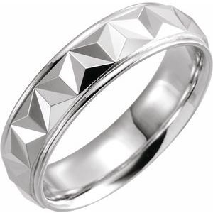 14K White 6 mm Geometric Band with Polished Finish Size 8.5 - Siddiqui Jewelers