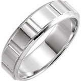 14K White 6 mm Patterned Band Size 10 - Siddiqui Jewelers