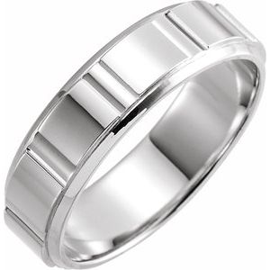 14K White 6 mm Patterned Band Size 10 - Siddiqui Jewelers