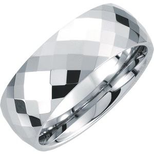 White Tungsten 8.3 mm Diamond Cut Faceted Band Size 10.5 - Siddiqui Jewelers
