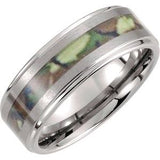 Tungsten 6 mm Ridged Band with Desert Camo Inlay Size 8 - Siddiqui Jewelers