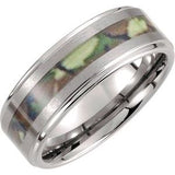 Tungsten 8 mm Ridged Band with Desert Camo Inlay Size 10.5 - Siddiqui Jewelers