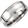 Tungsten & Sterling Silver 8 mm Beveled-Edge Band Size 11.5 - Siddiqui Jewelers