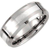 Tungsten & Sterling Silver 8 mm Beveled-Edge Band Size 11 - Siddiqui Jewelers