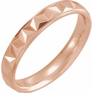 14K Rose 4 mm Geometric Band with Polished Finish Size 7 - Siddiqui Jewelers